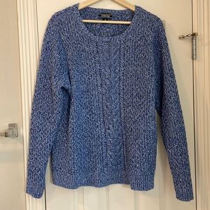 Lands' End Blue Marled Cable Knit Women's Sweater